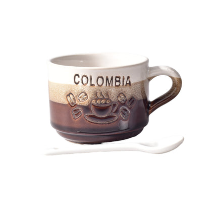 MUG POCILLO CON CUCHARA CERAMICA DIM:7X7X6