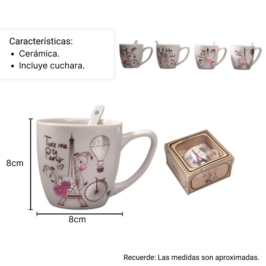 pocillo en ceramica con cuchara dim: 14x14x7