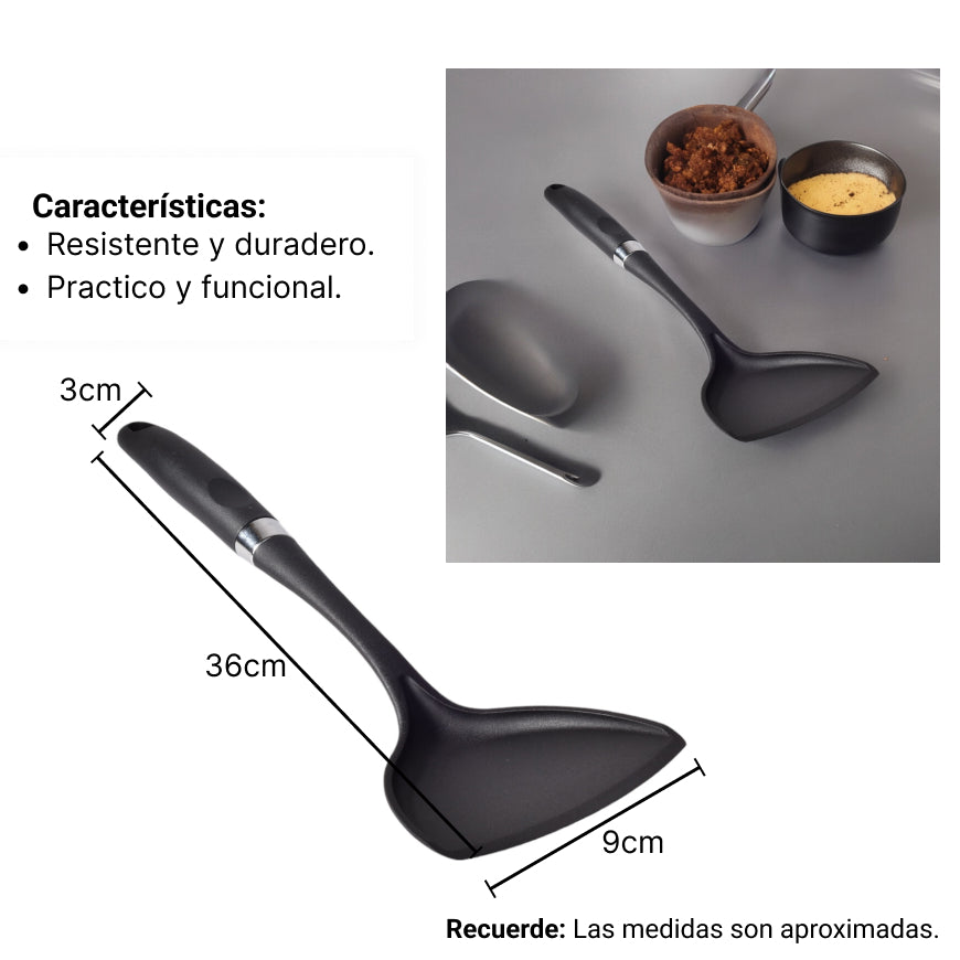 espatula pala silicona plastico utensilios cocina negro