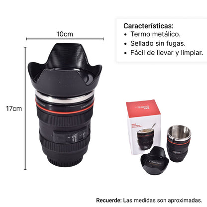 TERMO LENTE CAMARA DIM:10*16.5CM REGALOS MUG VASO