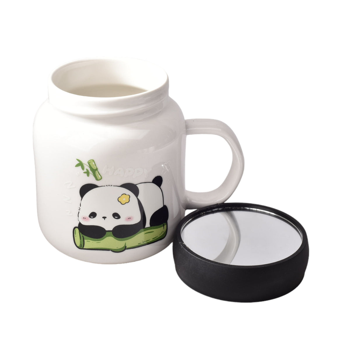 mug pocillo ceramica de oso panda grande tapa plastica