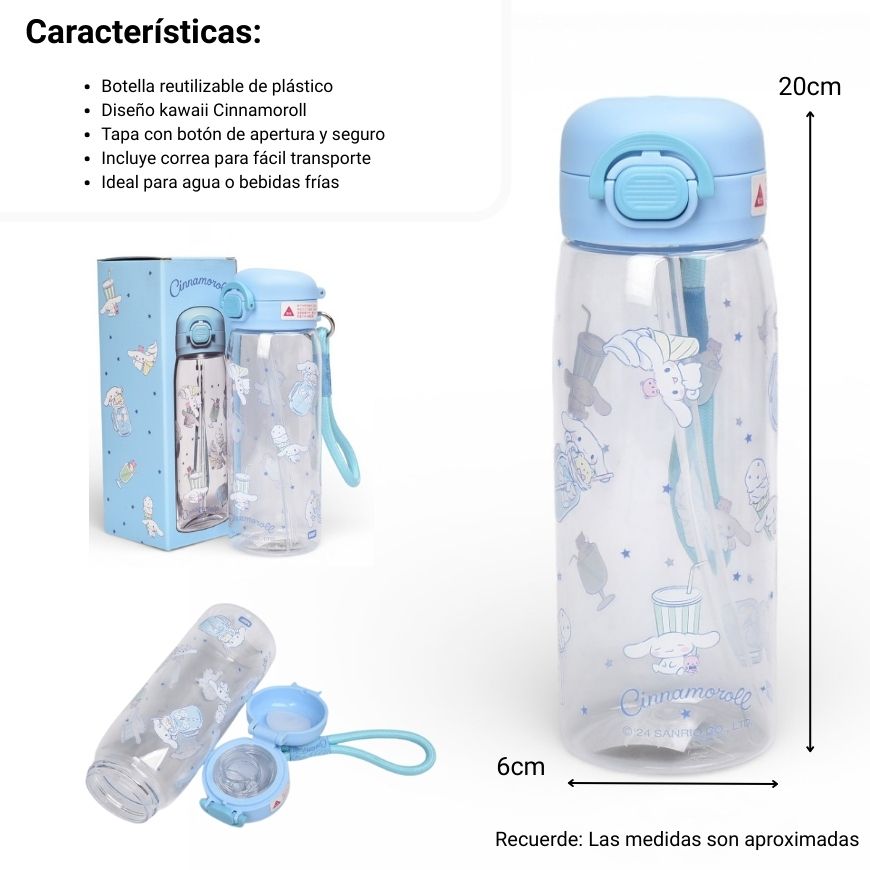 botella de agua 550ml personaje plastico dim:20x6