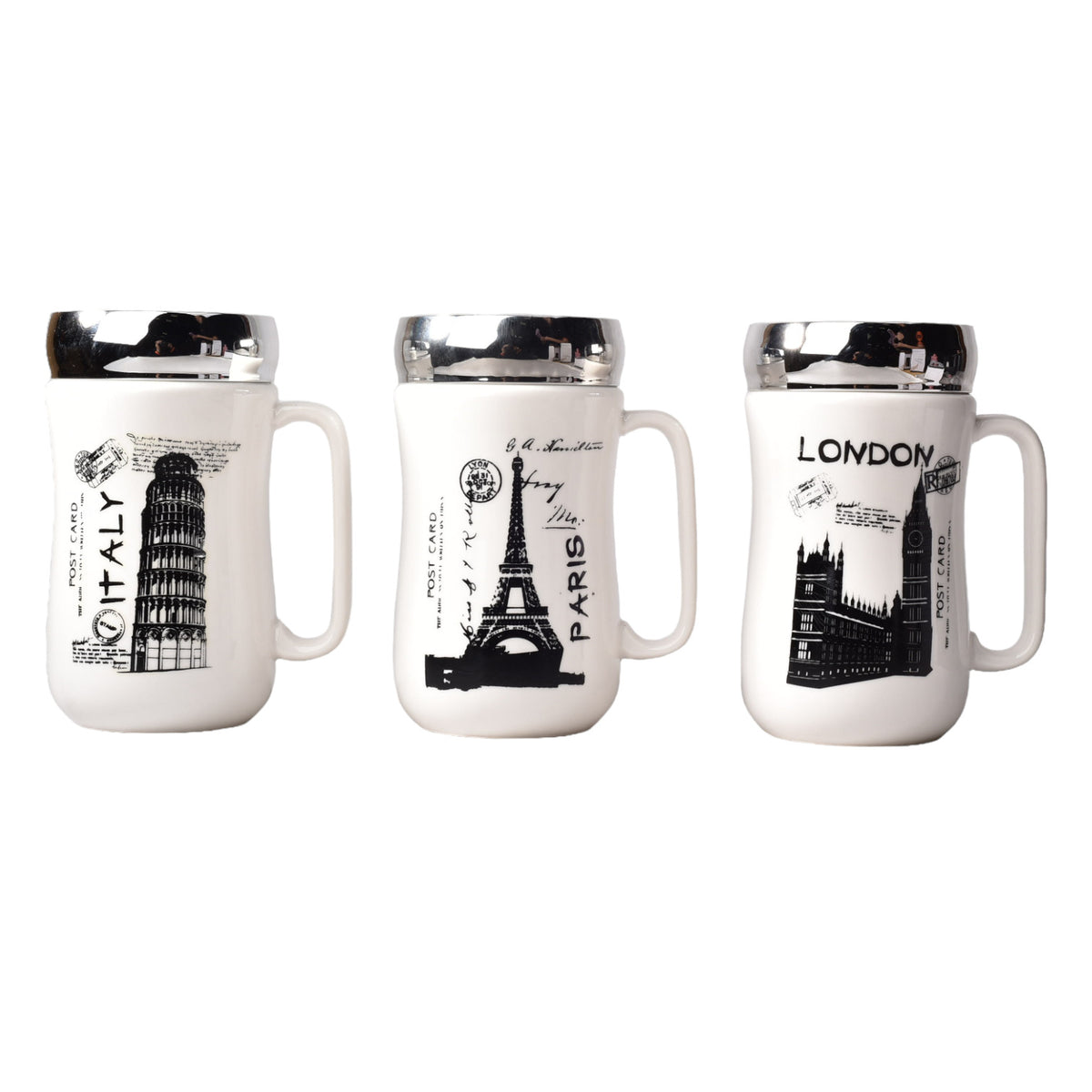 mug pocillo ceramica diferentes diseños con tapa de 400ml