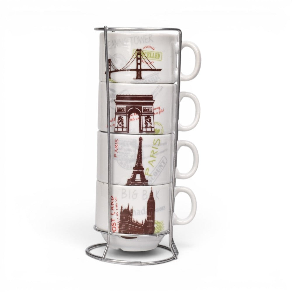 pocillo set 4pcs ceramica con base dim:7x17cm