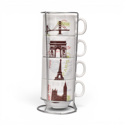 POCILLO SET 4PCS CERAMICA CON BASE DIM:7X17CM