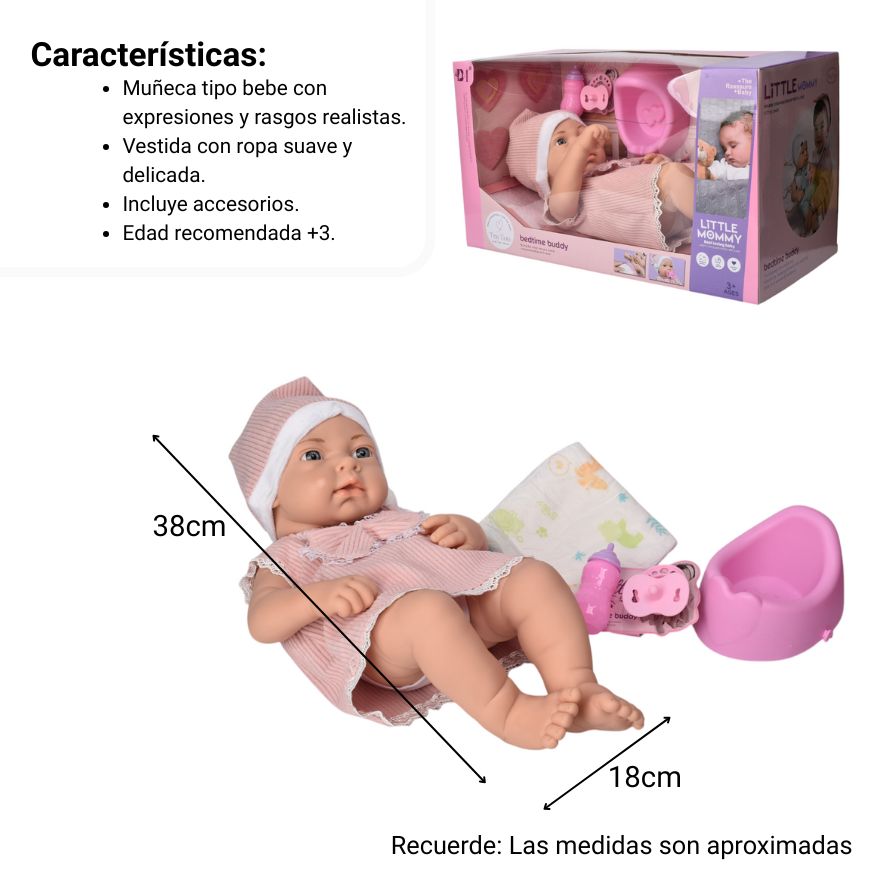 juguete bebe muñeca de caucho realista con accesorios dim:38x18x22