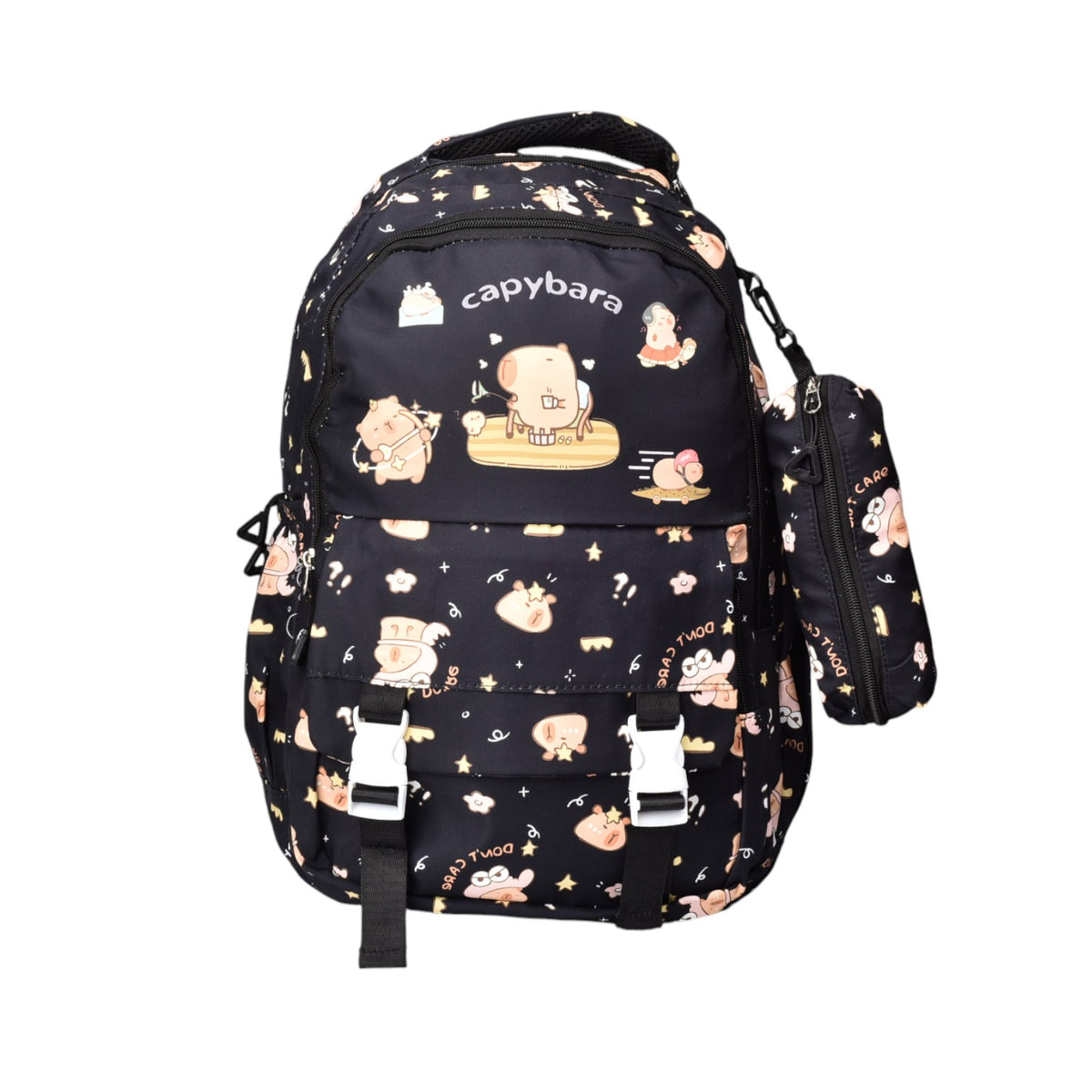 maleta morral con cartuchera poliester capybara dim:46x32x15