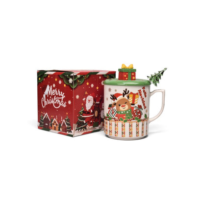POCILLO SET CERAMICA CON CUCHARA NAVIDAD 300ML
