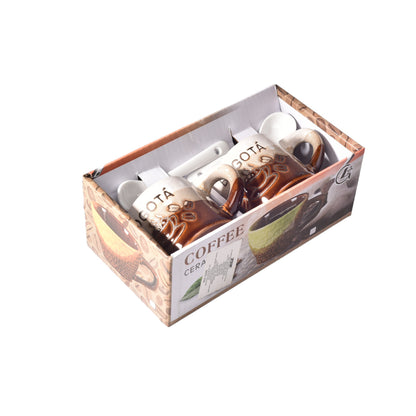 SET 2PCS POCILLOS CON CUCHARAS  CERAMICA DIM:5x5x5