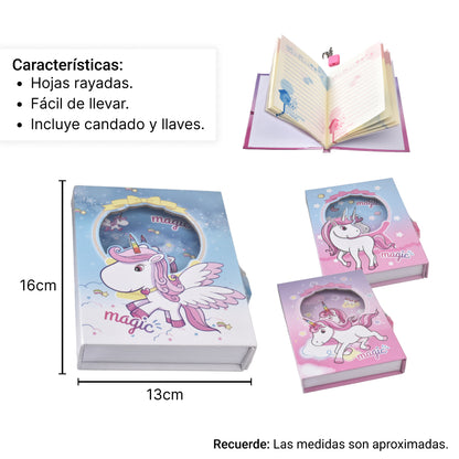 DIARIO NIÑA CON CANDADO LLAVE