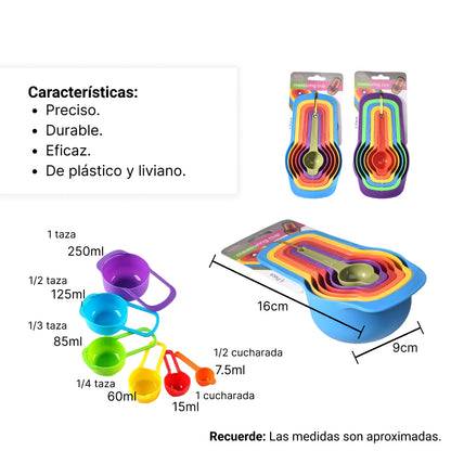 JUEGO SET 6 CUCHARAS COPAS TAZAS MEDIDORAS DIM:17CM