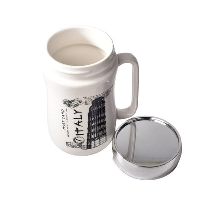 MUG POCILLO CERAMICA DIFERENTES DISEÑOS CON TAPA DE 400ML