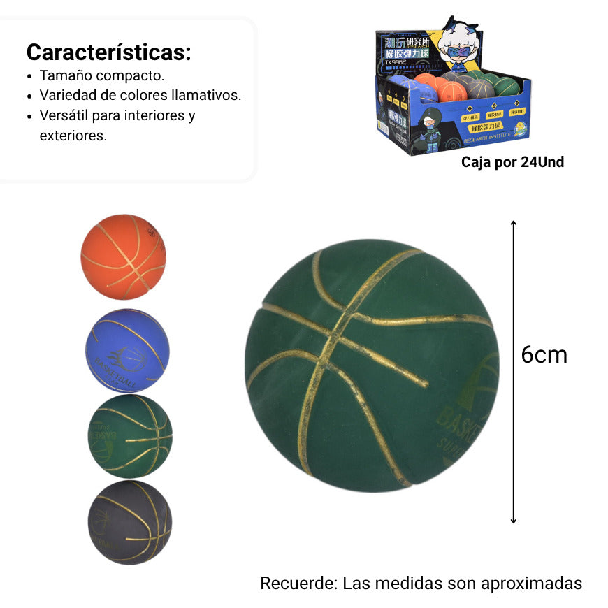 bola elastica caucho pequeña dim:6x6x6