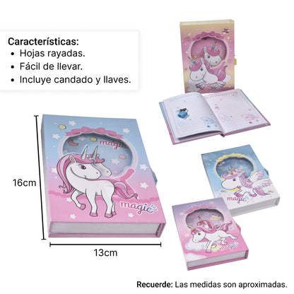 DIARIO NIÑA CON CANDADO LLAVE(M64K-CO248)