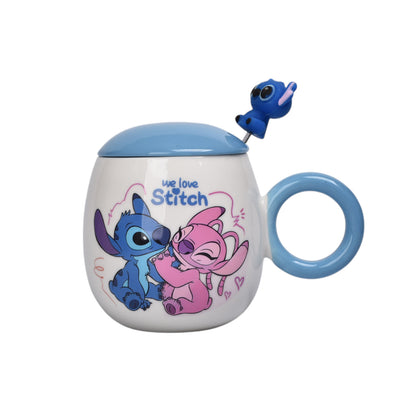 MUG POCILLO CON TAPA CERAMICA PERSONAJE 380ML DIM:10X6