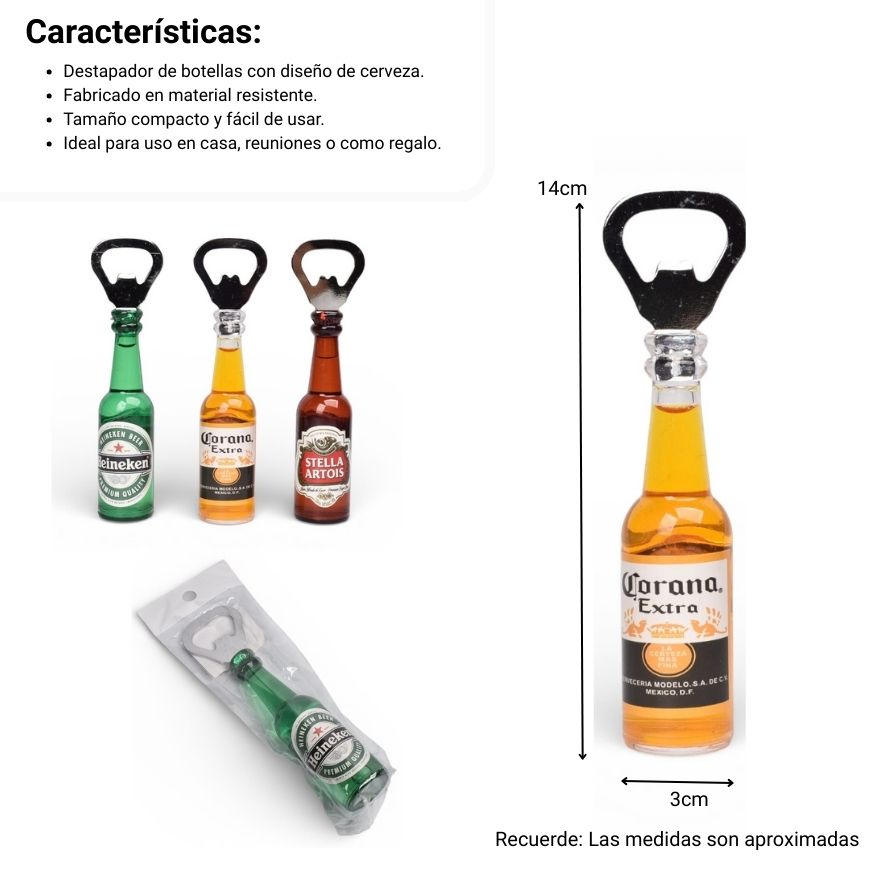 destapador plastico con iman forma botella cerveza dim: 14x3x2