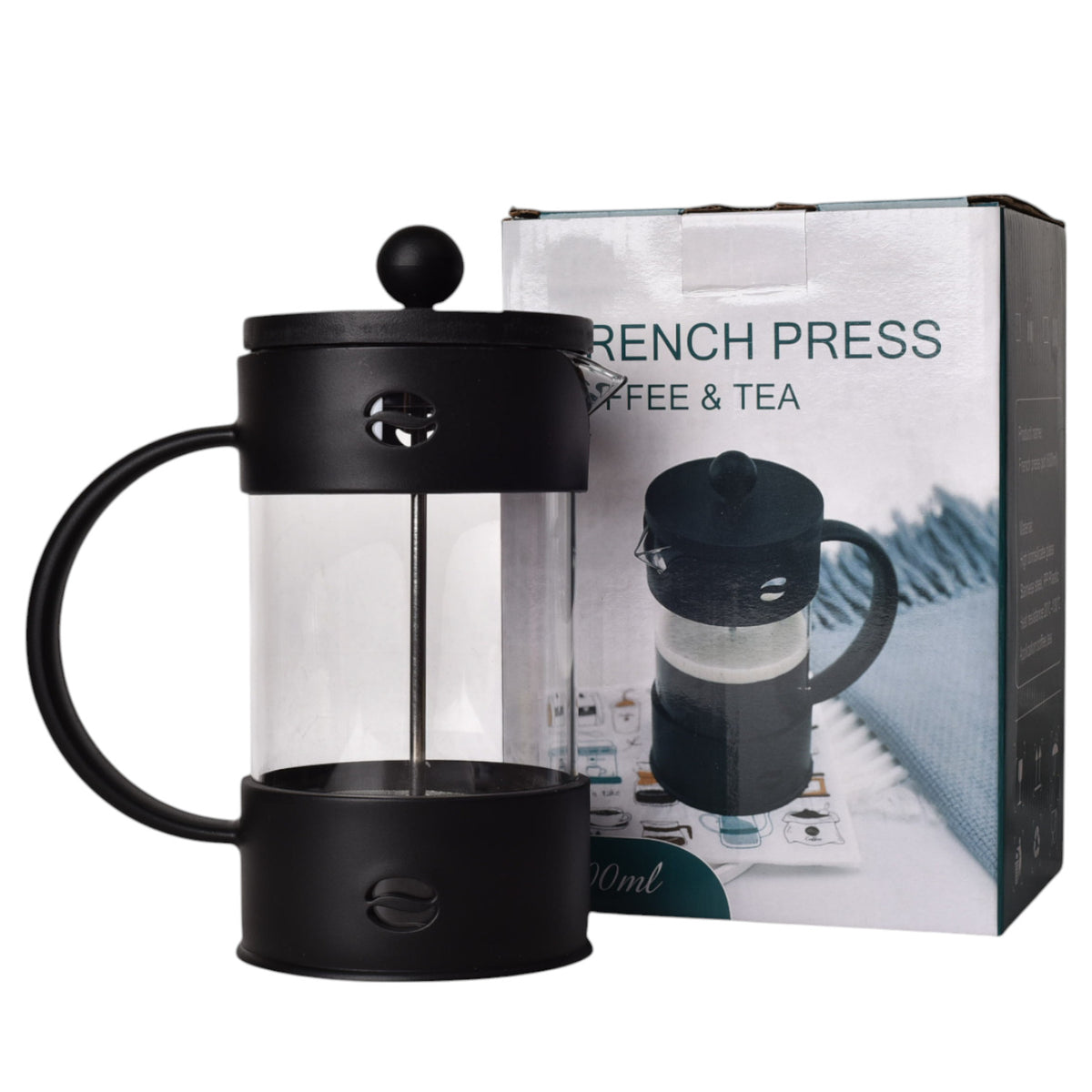 cafetera prensa francesa plastico y vidrio 600ml dim:9*9*18