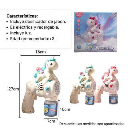 PISTOLA DE BURBUJAS UNICORNIO AZUL Y ROSADA