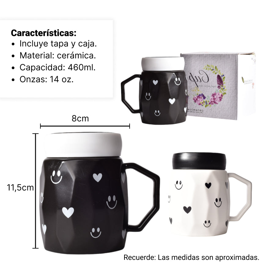 mug pocillo ceramica con tapa