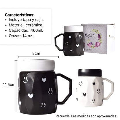 MUG POCILLO CERAMICA CON TAPA