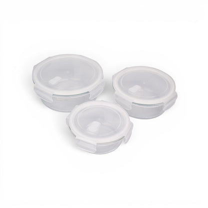 PORTACOMIDA SET 3PCS VIDRIO Y PLASTICO 400,650,1000ML