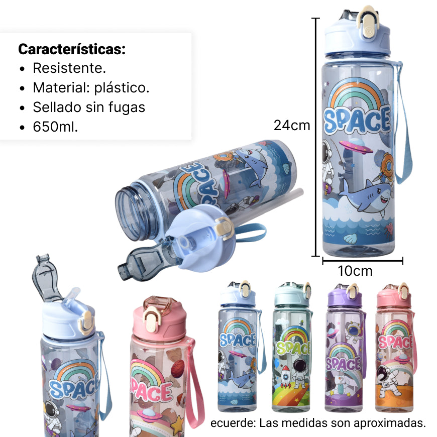 botella de agua 650ml plastico astronauta
