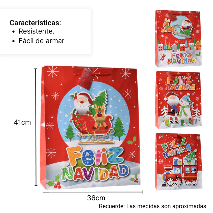bolsa en papel navidad grande 41x36cm