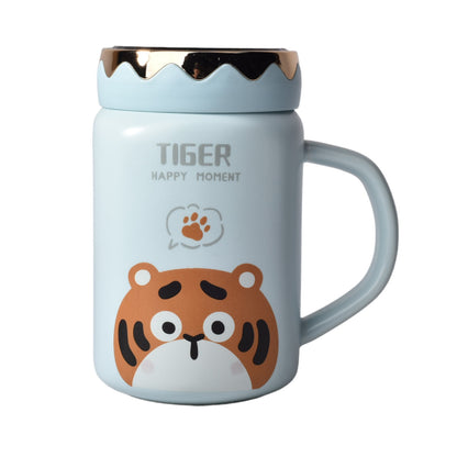 MUG POCILLO CERAMICA DISEÑOS DE ANIMALES CON TAPA DE 450ML