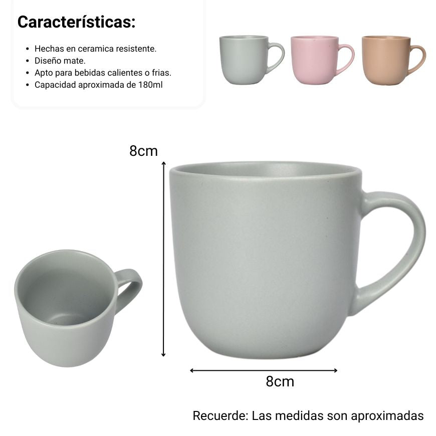 mug pocillo ceramica 180ml dim:8x8x7