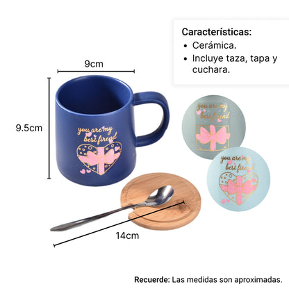 MUG POCILLO CON CUCHARA CERAMICA