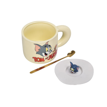 MUG POCILLO CERAMICA CON TAPA PERSONAJE 420ML DIM:9X9X7