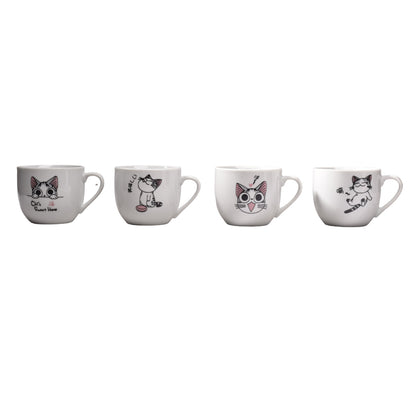 POCILLO GATO CERAMICA CON CUCHARA DIM: 7x7x6