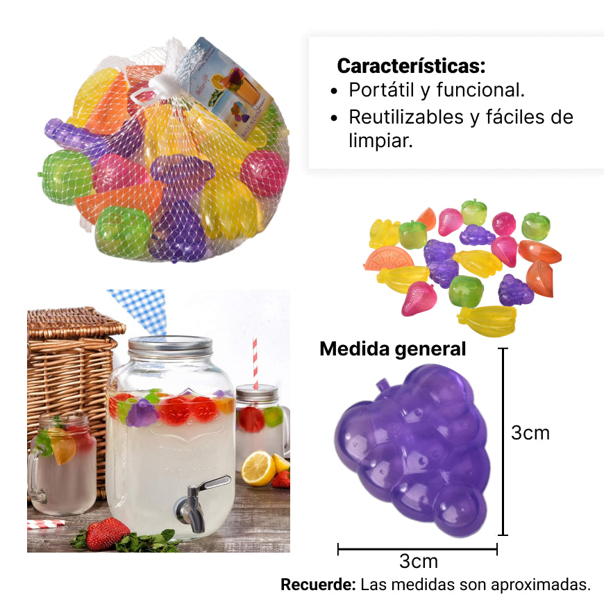 set 20und cubos de hielo forma fruta reutilizable plastico