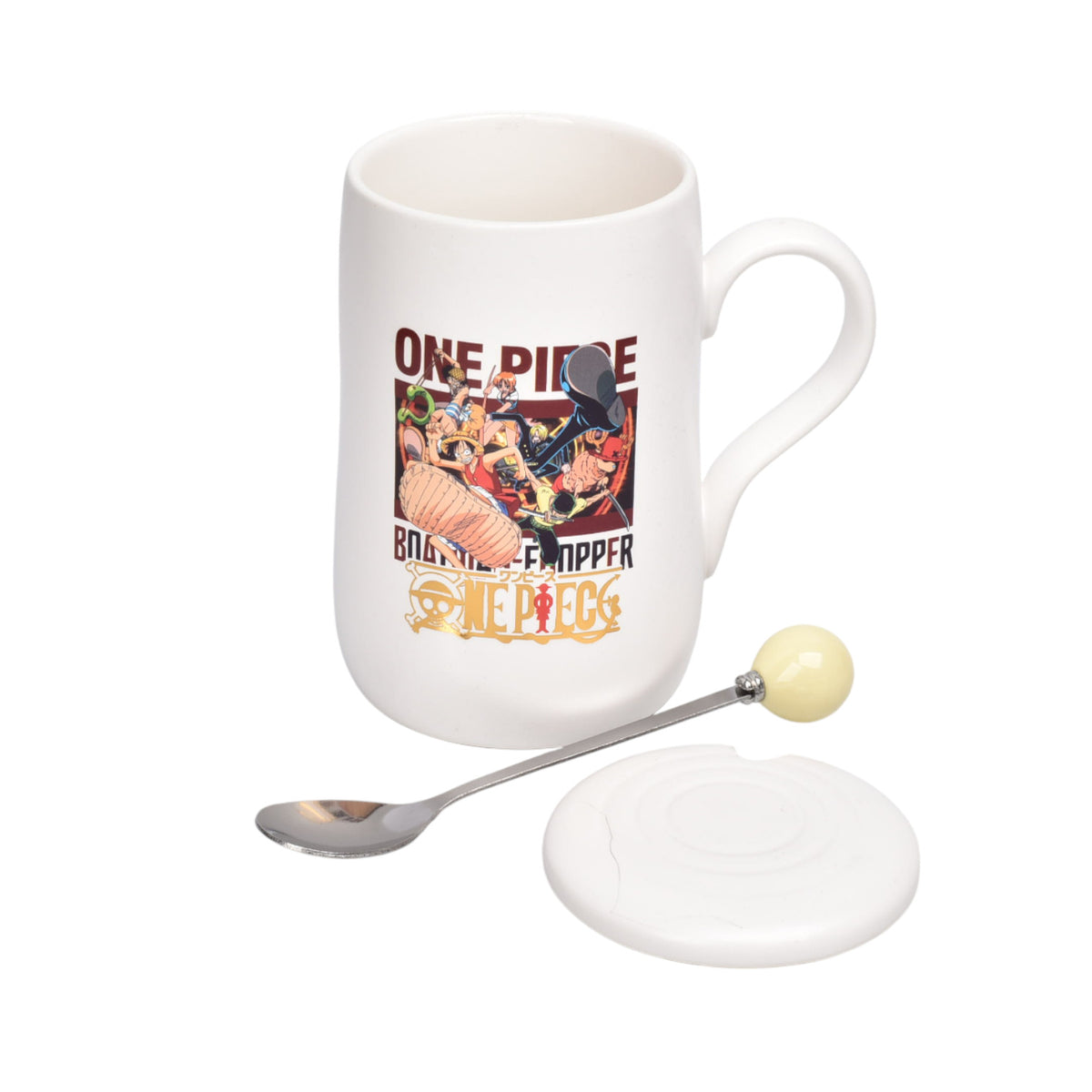 mug pocillo ceramica personaje con tapa y cuchara 450ml dim:12x7