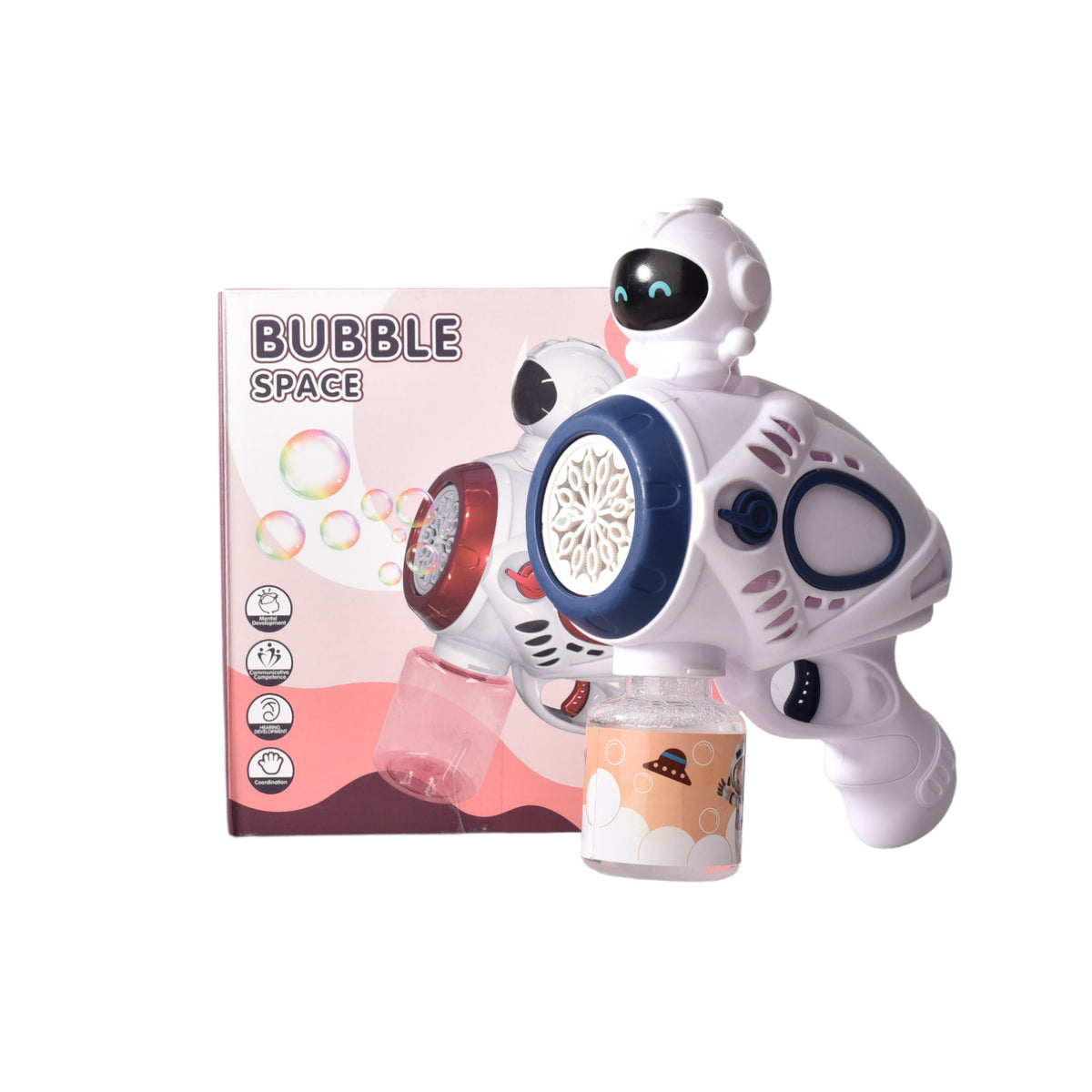 pistola de burbujas astronauta roja y azul