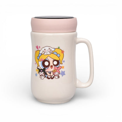 MUG POCILLO CON TAPA CERAMICA PERSONAJE 480ML DIM:7X7X14