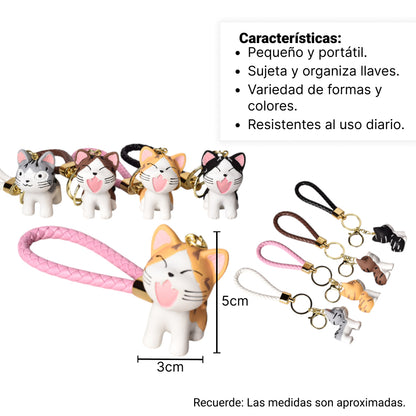 LLAVERO EN RESINA FORMA DE GATO VARIOS COLORES DIM:3X5X3