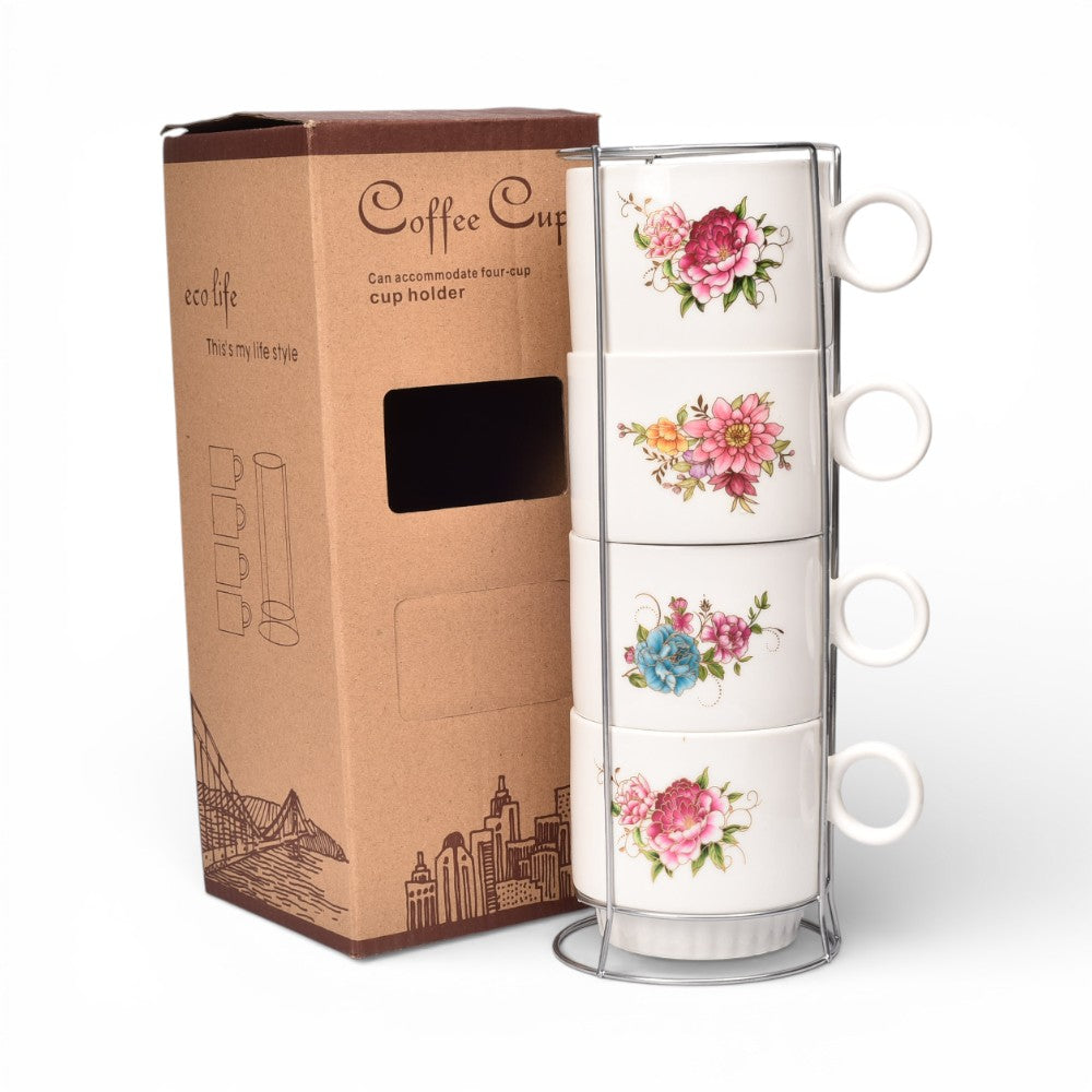 pocillo set 4pcs ceramica con base 250ml dim:8x8x7
