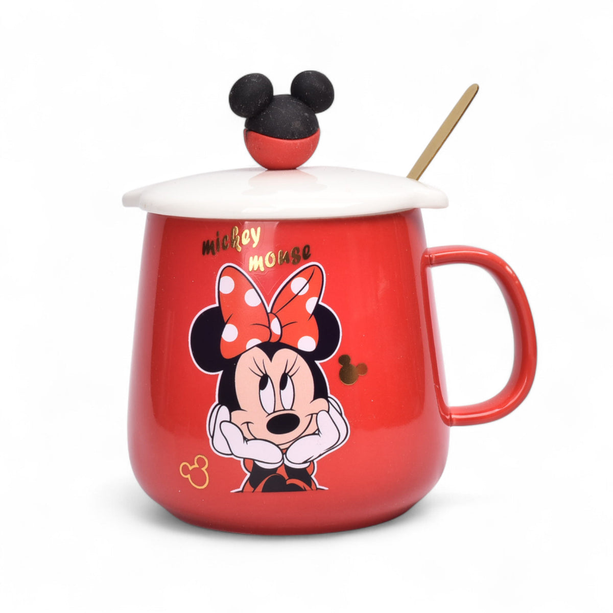 mug pocillo ceramica personaje con tapa y cuchara 350ml dim:7x7