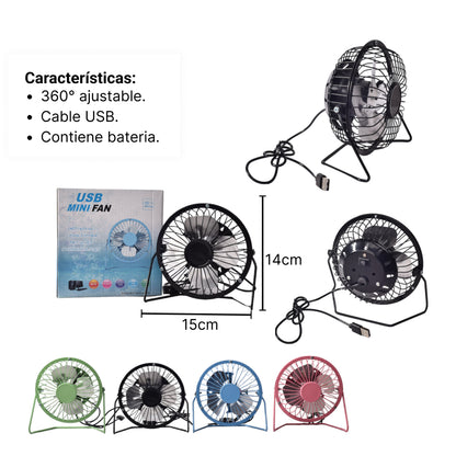 VENTILADOR RECARGABLE CON USB DIM:13X13X6CM