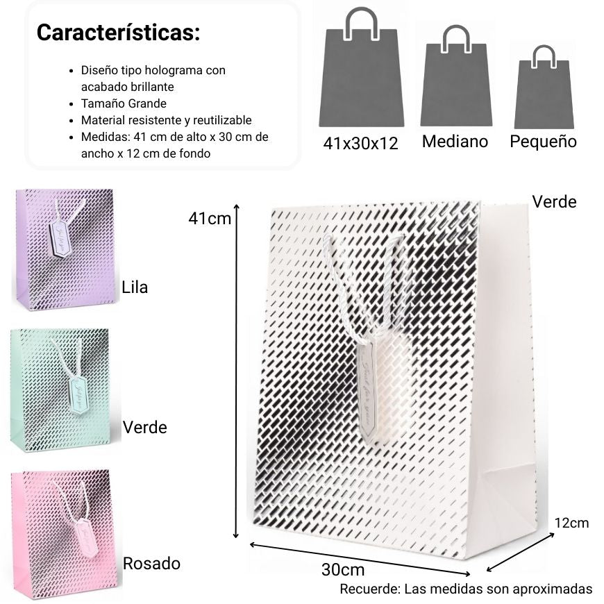 bolsa de regalo varios colores de papel dim:30x41x12