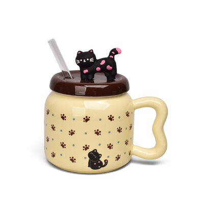 MUG POCILLO CERAMICA CON TAPA Y PITILLO 400ML