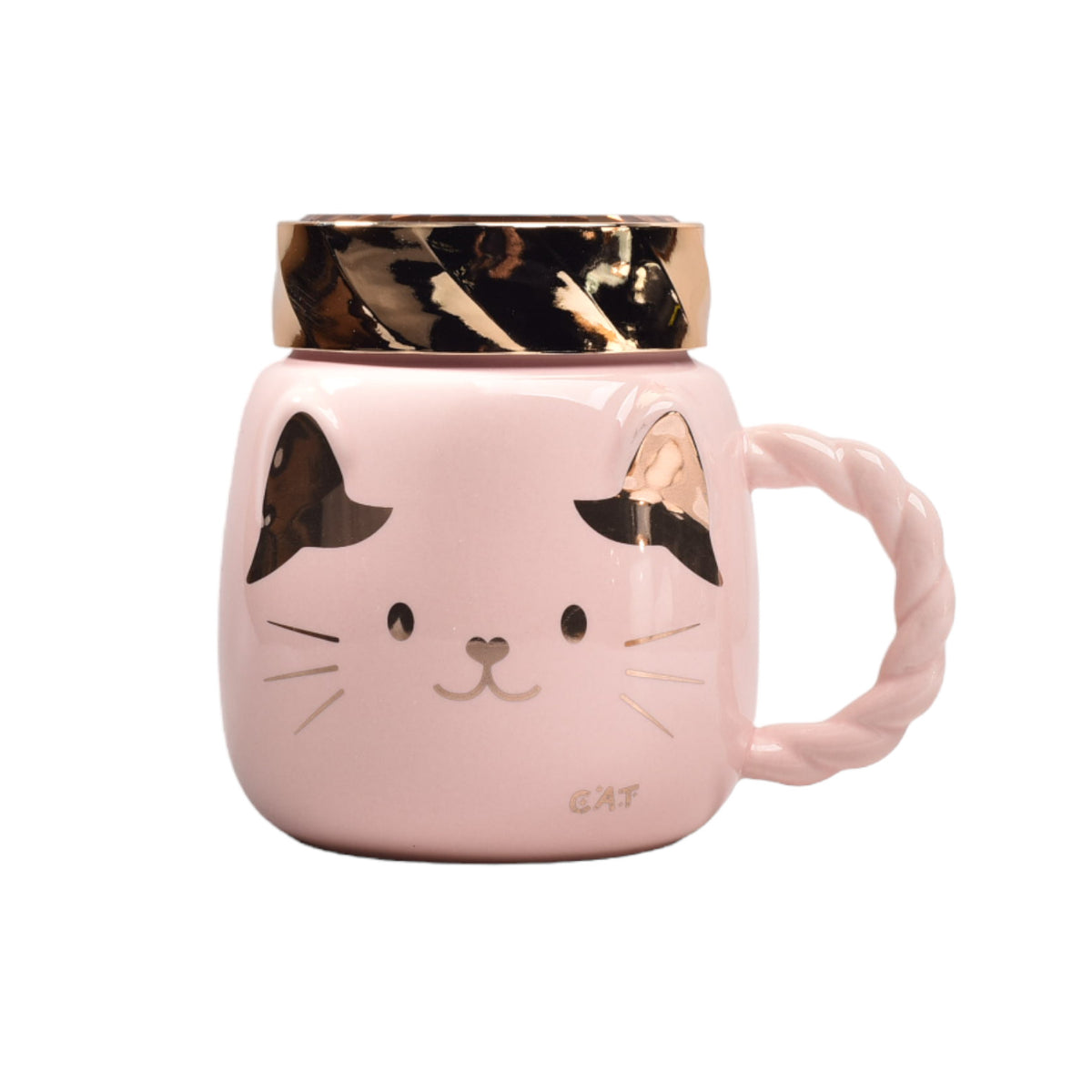 mug pocillo de gato con tapa ceramica