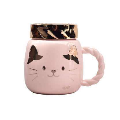 MUG POCILLO DE GATO CON TAPA CERAMICA