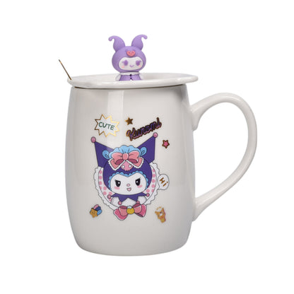 MUG POCILLO CON TAPA CERAMICA Y CUCHARA PERSONAJE 420ML