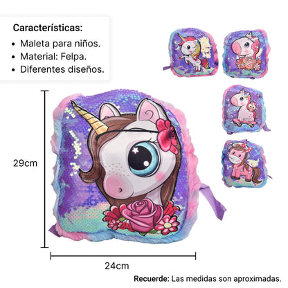 MORRAL UNICORNIO LENTEJUELAS PELUCHE INFANTIL