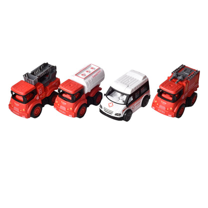 JUGUETE SET POR 4 UNIDADES CARRO DE BOMBEROS PLASTICOS
