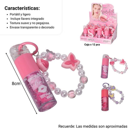 LLAVERO CON BRILLO PLASTICO DIM:8X2