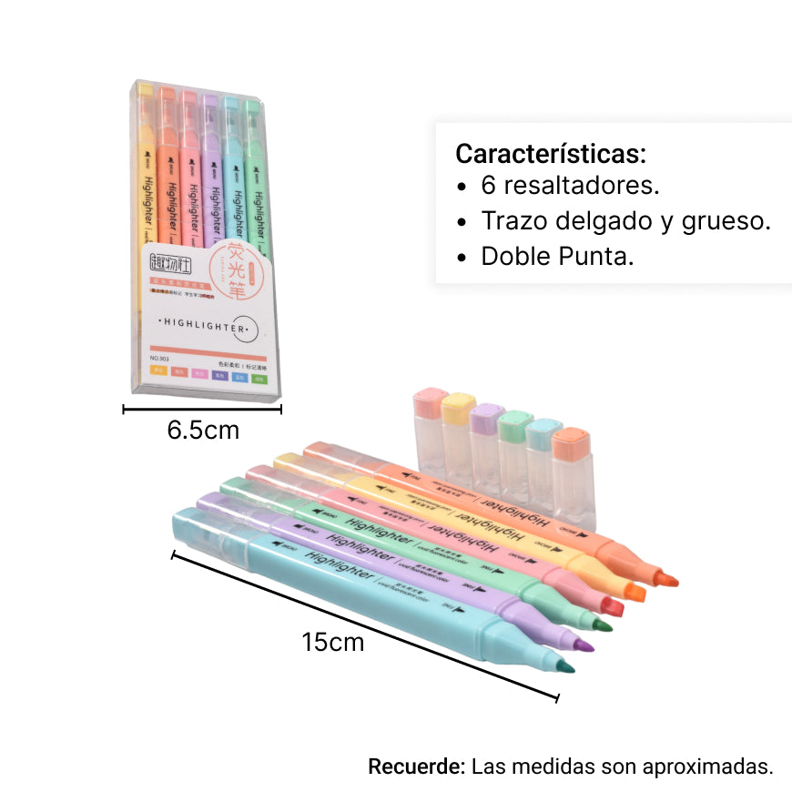 resaltador doble punta x 6und