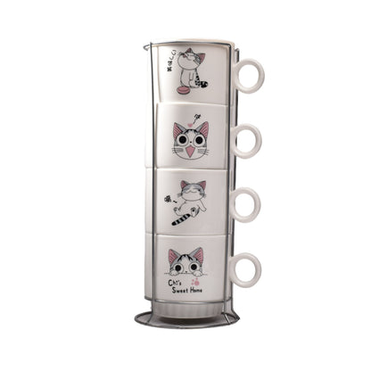 SET 4PCS POCILLOS CON BASE EN CERAMICA 250ML DIM:7*8*25